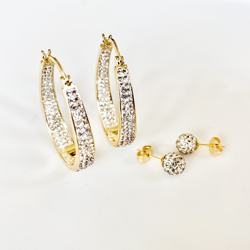 Devin Rose NY Swarovski Crystal Oval Hoop Earrings